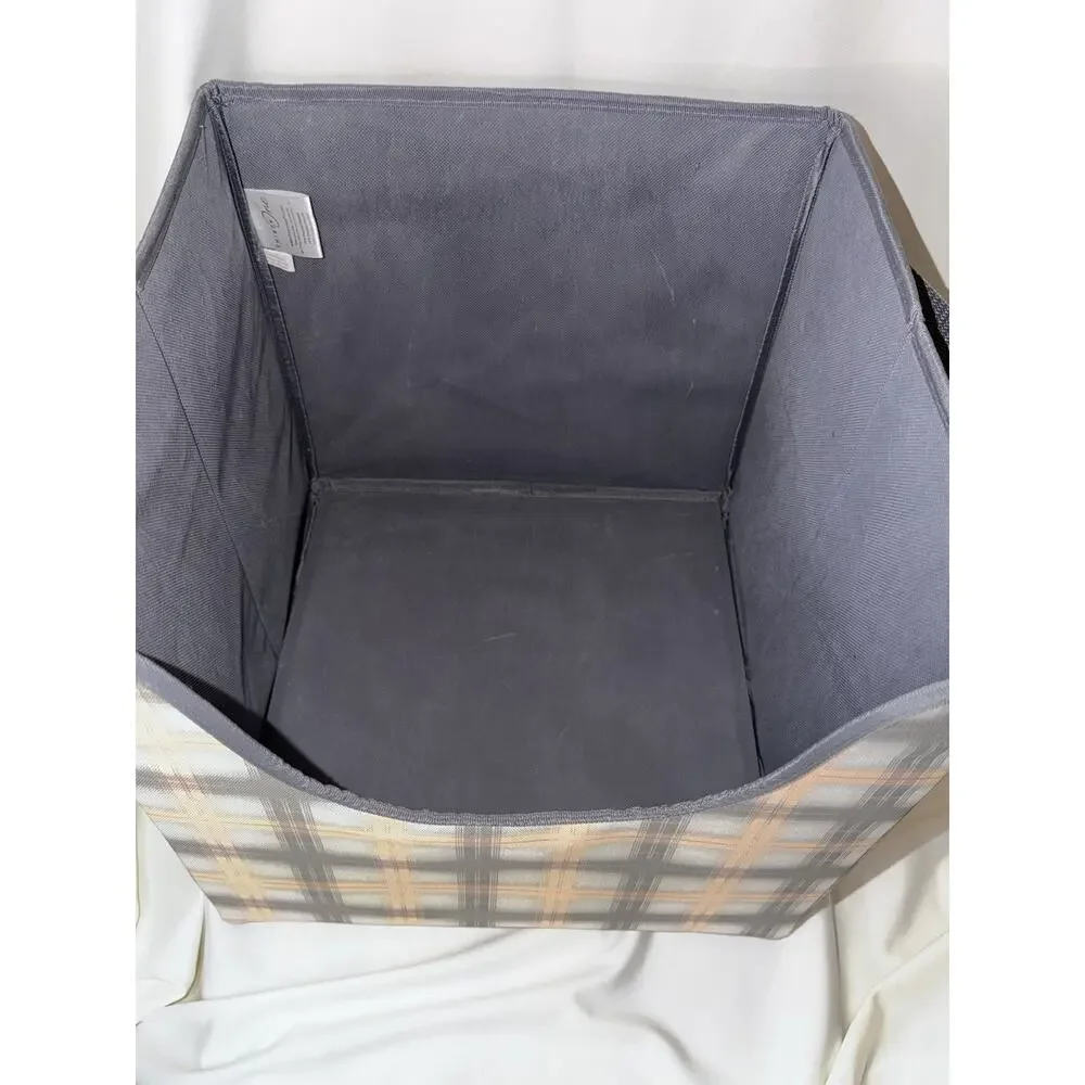 Thirty-One Gifts Your Way Easy Grab Bin Pink Crosshatch Plaid Storage Tote
